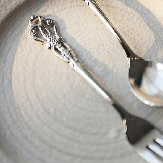 Ложка из полированной винтажной стали из нержавеющей стали, креативная ложка для питья, торта и десерта