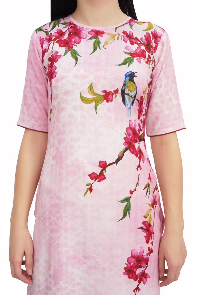 Bimba Indian Summer Tunic Women's Kurti Rayon Pink Printed Kurta Long