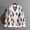 Leopard Jacquard Cardigan Autumn and Winter Women's Fashion Knit Jacket Loose Sweater