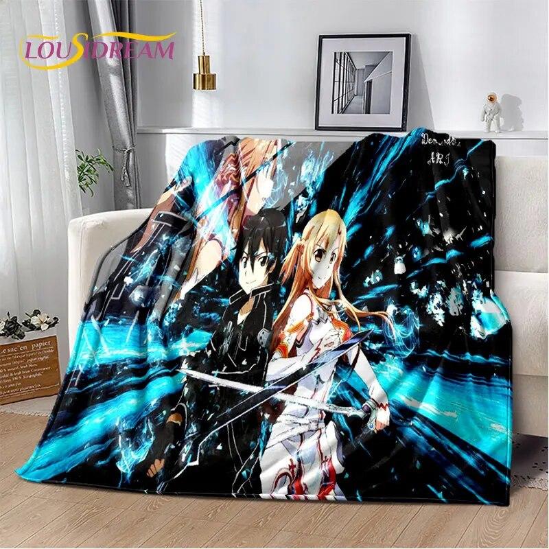 Мягкое плюшевое одеяло SAO Sword Art Online с рисунком аниме, фланелевое одеяло для гостиной, спальни, кровати, дивана, пикника, детей