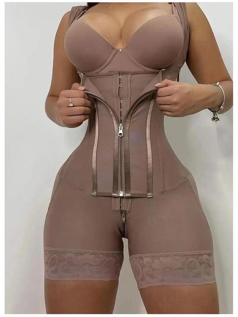 European & American Mesh Abdomen Control Bodysuit - Adjustable Postpartum Shaping Cincher for Women