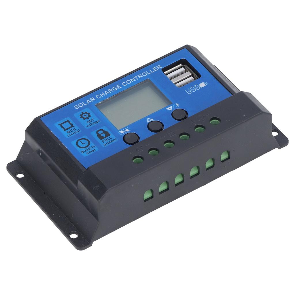 Solar Charge Controller LCD Automatic Identification with 5V Smart 2 USB Port 20A 12V 24V