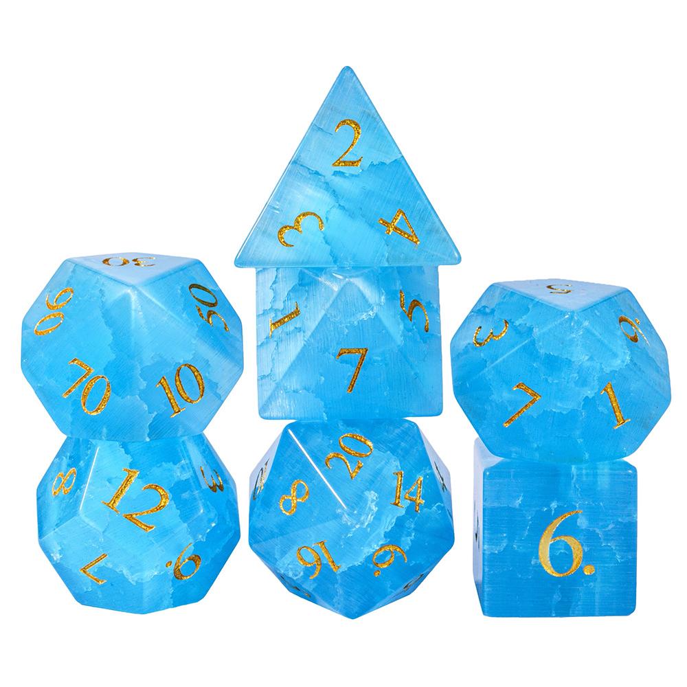 Набор кубиков Cusdie Glass для D&D, 7 кубиков, ручная работа, кубики из битого стекла D4-D20, полиэдрические кубики с кожаным футляром для настольных RPG-коллекций