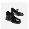 Women's Shoes Mary Jane Shoes 2025 New Small Leather Shoes Women's Thick Heels Square Head High Heels Women