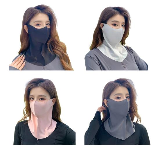 Summer Face Guard Moisture-Wicking Fabric Breathable Elastic Neck Gaiter Sun Protection Ice Silk Face Guard