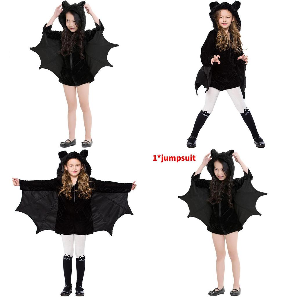 Girls Bat Cosplay Costume With Spandex Blend For Halloween Kids Party Or Stage Shows