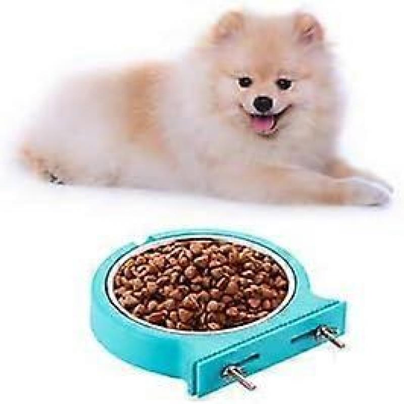 Crate Dog Bowl, Removable Stainless Steel Coop Cup Hanging Pet Cage Bowl Water Food Feeder for Dogs Cats Rabbits Puppy
