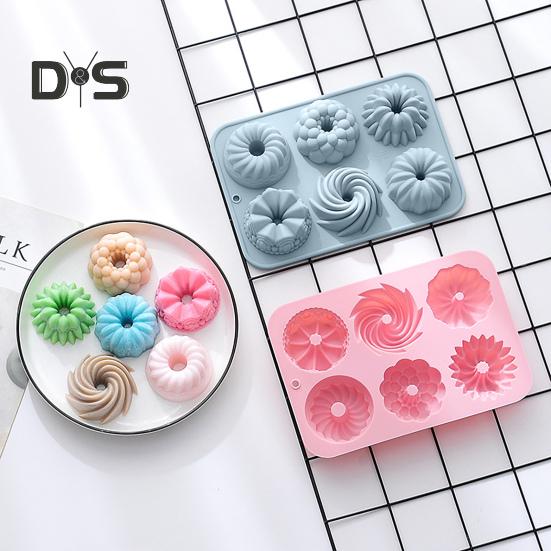 Сплошная цветная форма для выпечки с 6 отверстиями, пищевая прочная силиконовая форма для пончиков, шоколадных десертов, противень для выпечки