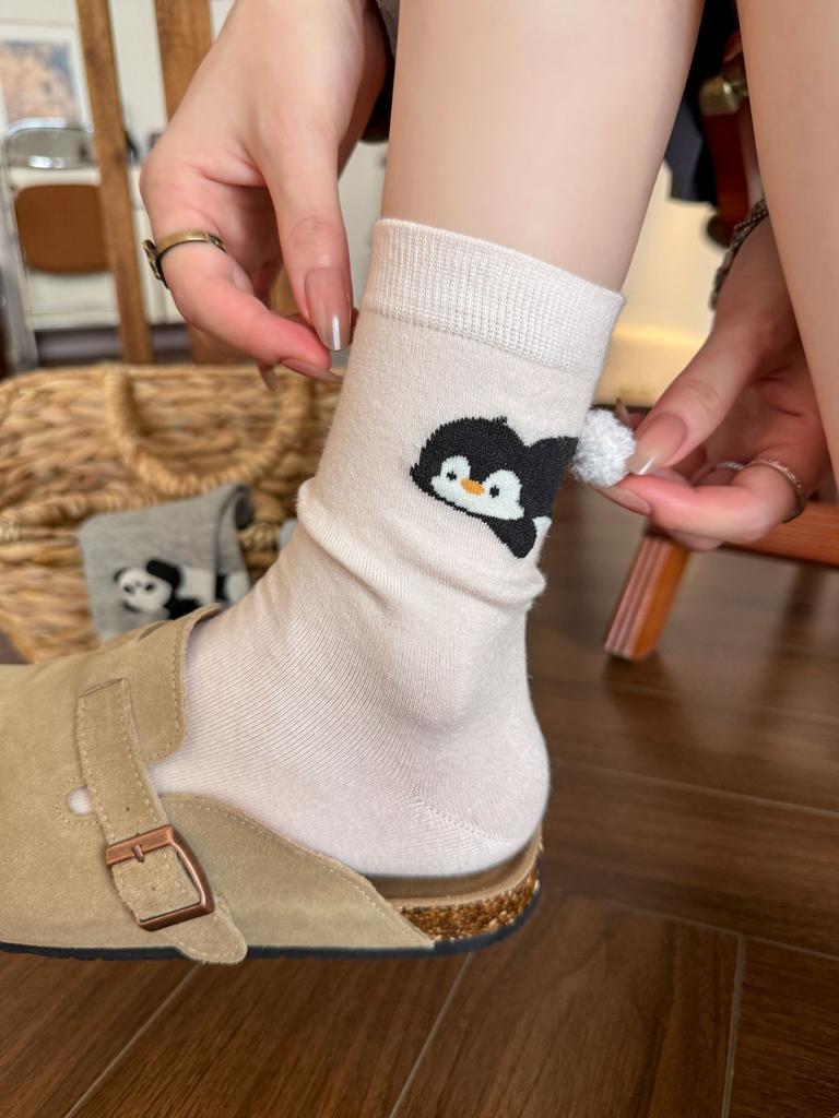 Ягодицы Трехмерный Пушистый Шарик Носки-гольфы средней длины Мультяшные Милые Забавные Животные Носки-гольфы средней длины Милые Забавные Носки с помпоном