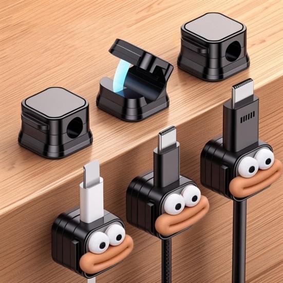 6/12 шт. Мультяшный магнитный органайзер для кабелей, самоклеящийся зажим для дома, офиса, стола, держатель для кабеля для зарядки телефона, передачи данных, фиксатор, зажим для управления силовыми проводами