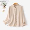 Women Casual V-neck Loose Long Sleeve Blouse