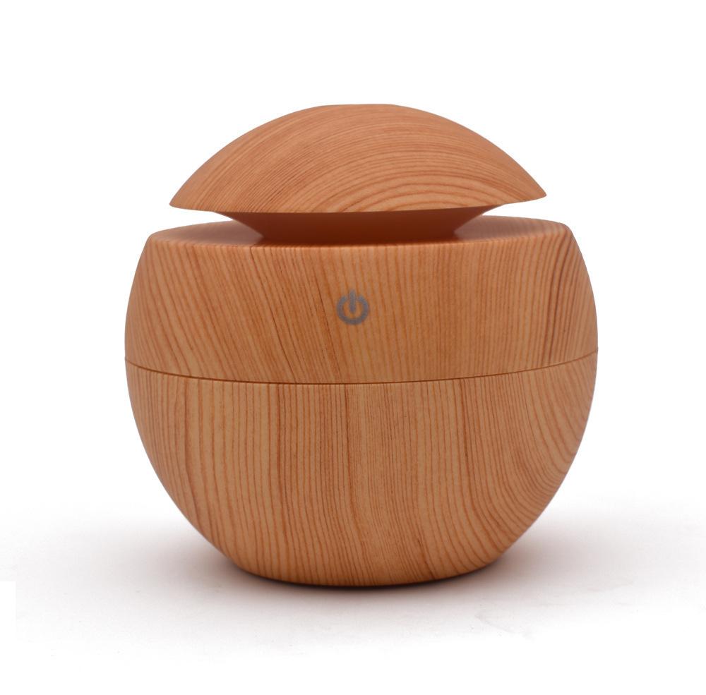 Portable Mini Wood-Grain Spherical Desktop Air Humidifier Purifier Aromatherapy Machine for Home Large Capacity