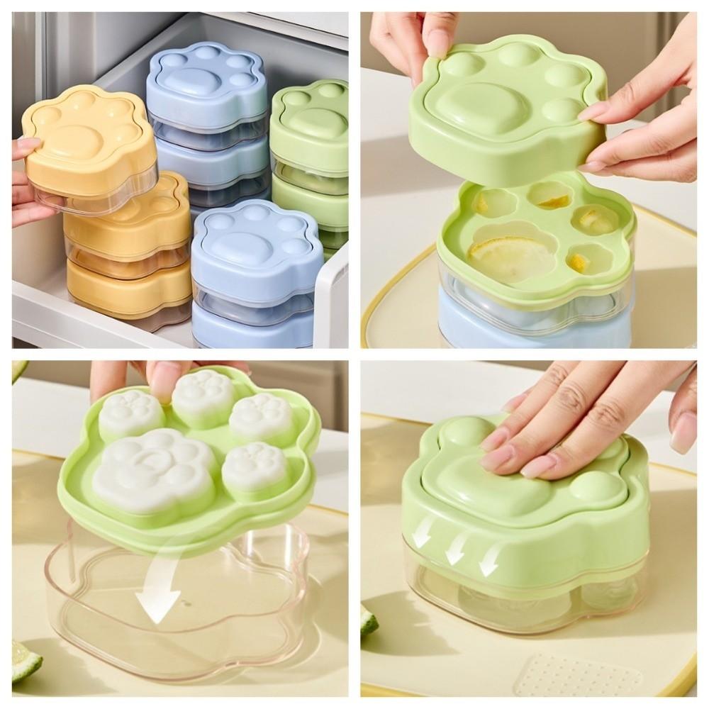 BPA Free Cat Paw Ice Block Mold Easy Demolding Pressing Ice Box Cute Ice Making Mold Summer