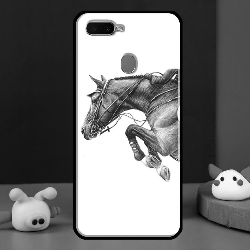 Чехол-скетч с лошадью для Oppo A16 A76 A96 A58 A78 A98 A5 A9 A91 A15 A17 A77 A52 A72 A74 A94 A54S A57S
