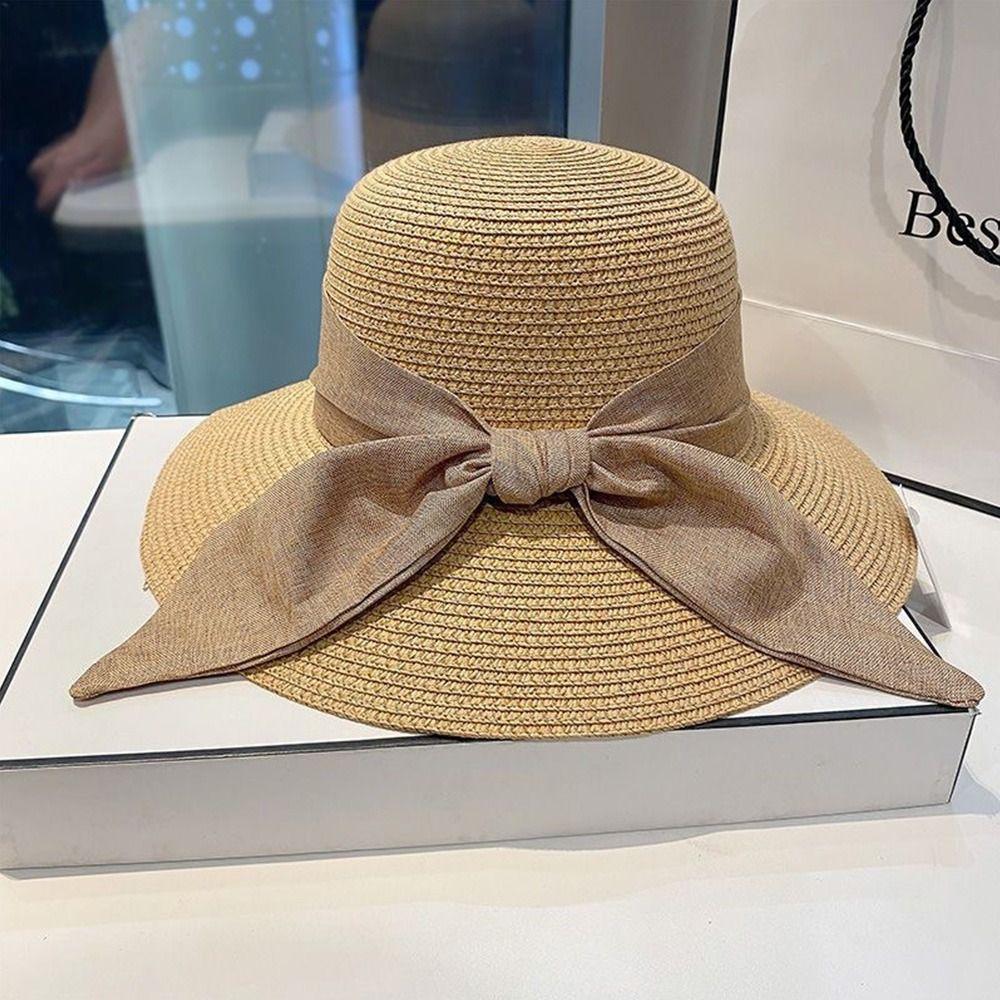 Fashion Sun Protection Summer Sun Hat Bowknot Breathable Beach Cap Casual Travel Bucket Hat for Women