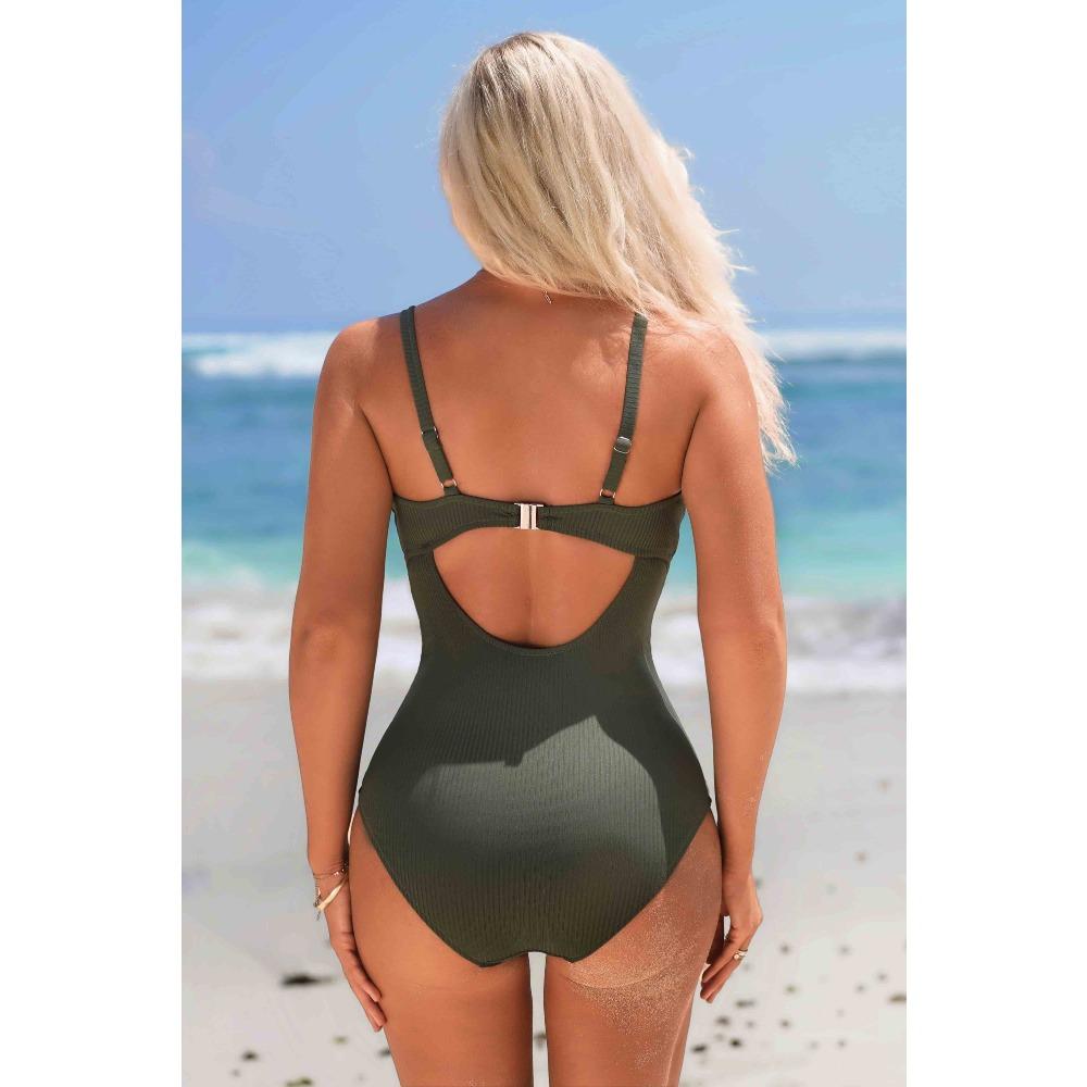 CHARMLEAKS One Piece Swimsuit Women Spaghetti Strap  V Collar Bathing Suit Sexy Monokini Swimwear S-XL