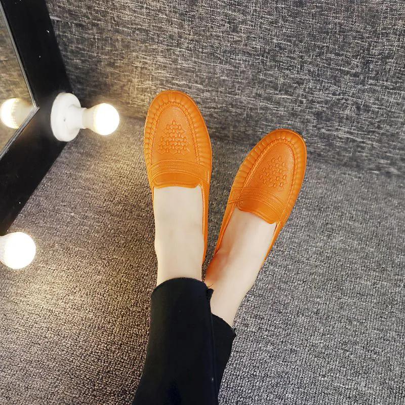 WTEMPO Shallow Mouth Flat Heel Women's Rain Shoes Waterproof Soft Labor Anti Slip Wear-resistant Large Size Shoes