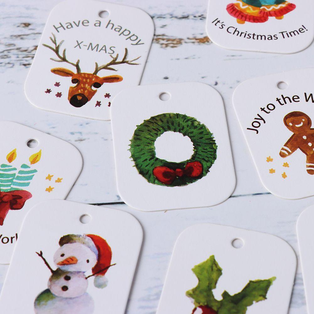 48/50 шт. Карточки для вечеринок Рождественские украшения Крафт-бумага Рождественские этикетки Бирки для упаковки подарков Крафт-бирка