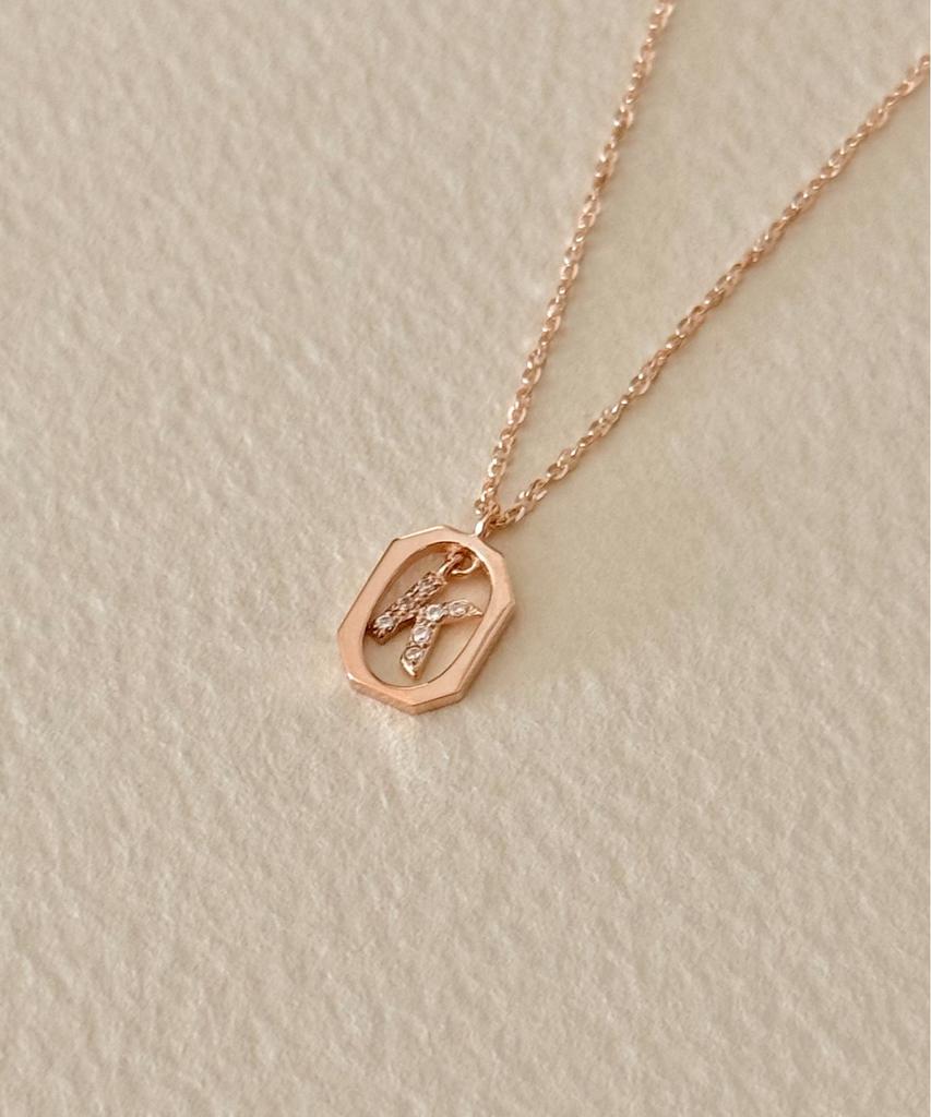 Judien 14K 18K Initial Alphabet Lab-Worn Diamond Necklace (Type B)