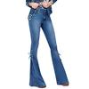 Women Summer Elastic Plus Loose Denim Bow Casual Boot Cut Pant  Jeans