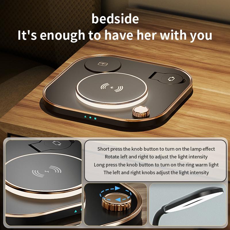For Modern Led Office Desk Lamp Wireless Charger Lamp 15w Fast 3 In 1 Wireless Charging For IPhone Phone Watch Earphone