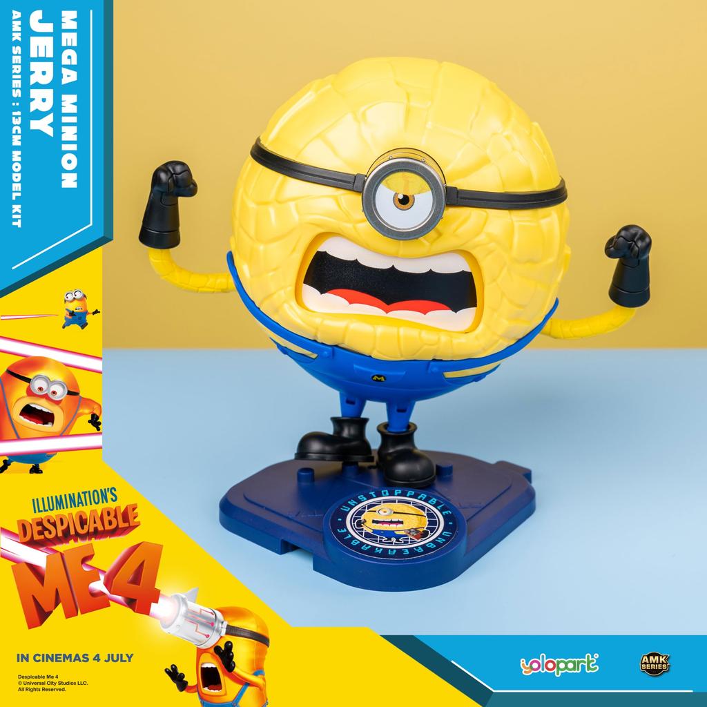 Minions Despicable Me 4 Inch Mega Jerry Action Figure with Rotating Body and 3 Interchangeable Expressions Minion Model Gift for Kids Ages 8 and Up