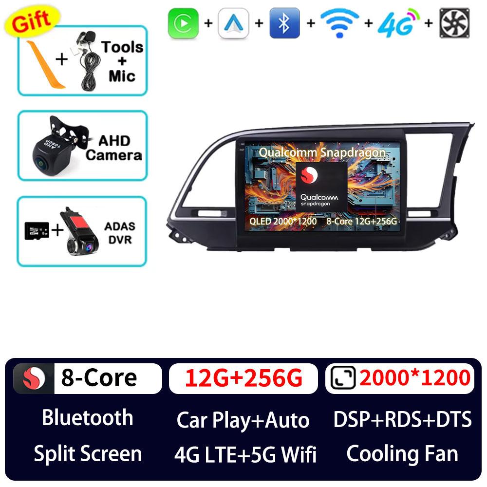 Lecteur CarRadio Android 15 pour Hyundai Elantra 6 2016 2017 2018 - 2020 conduite à droite Autoradio multimédia stéréo Carplay Auto