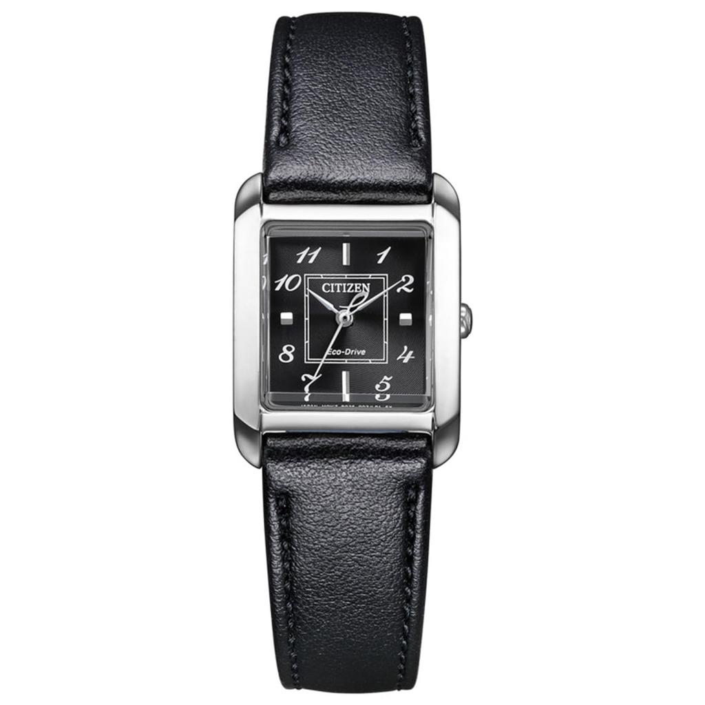 Waterproof Apple Leather SQUARE Collection Black White Pearl Shell [Citizen] Eco-Drive EW5600-10E Women's