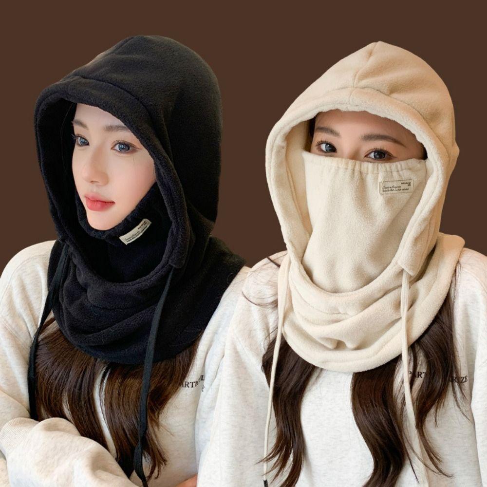 Однотонные маски Балаклавы Мягкие шапки-пуловеры Удобная женская флисовая шапка с маской Для улицы