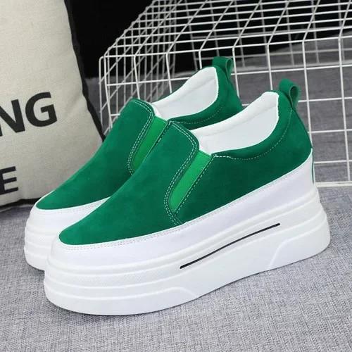 Fashion 2025 Spring 8cm Inner Heightening Women's Shoes Autumn New Fashion Lazy Shoes Slip-on Muffin Thick-soled Loafers Casual Shoes