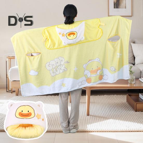 Ворсовый платок, одеяло с капюшоном, ветрозащитное, носимое одеяло, U-образная подушка для хранения, складная, переносная, с капюшоном