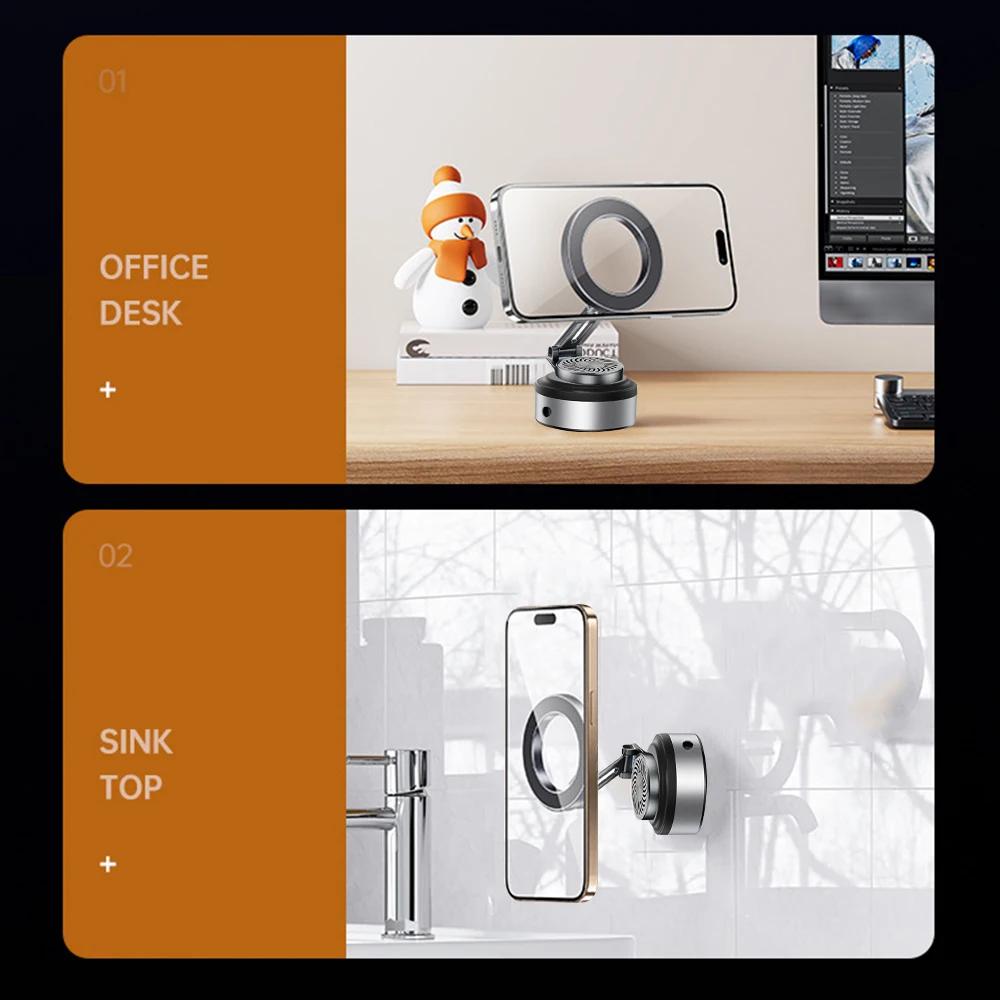 Electric Vacuum Adsorption Magnetic Suction Cup Phone Mount with Aromatherapy 360 Degree Rotation Bracket Cell Phone Holder