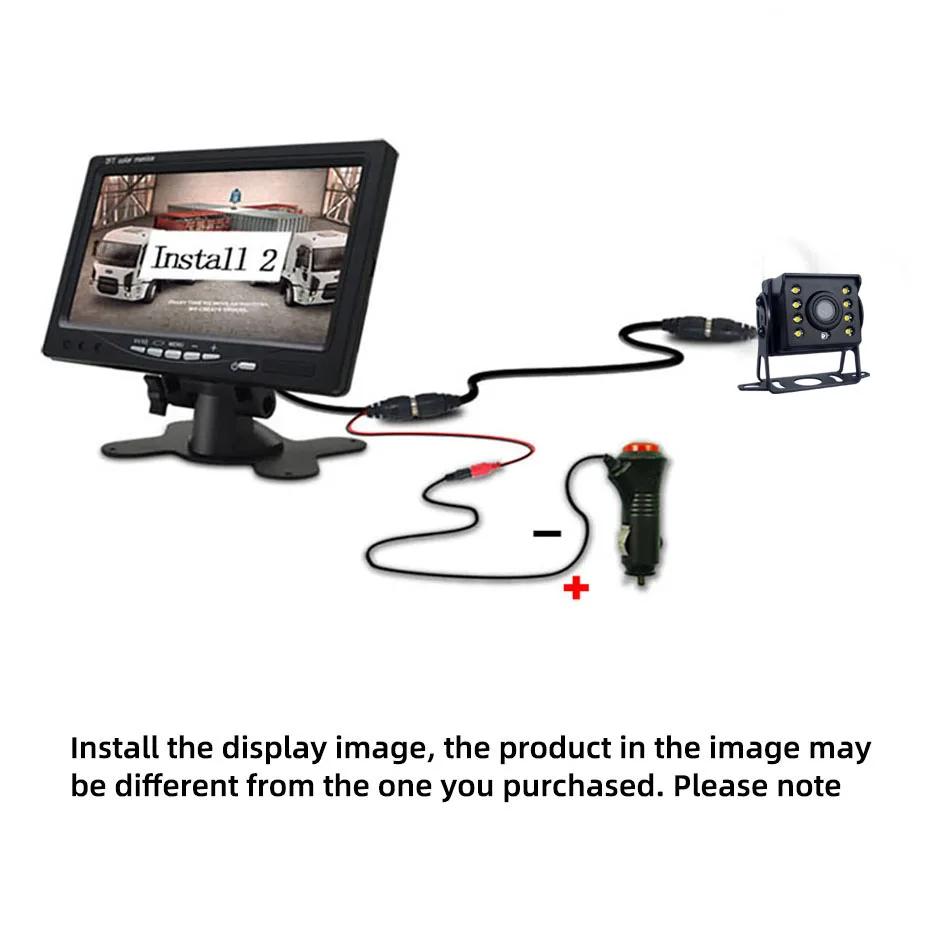 HD Easy To Install Backup Reverse Camera Whit 7" LCD Color Rear View Monitor 12V/24V for Bus Truck RV Trailer Pickups RV Lorry