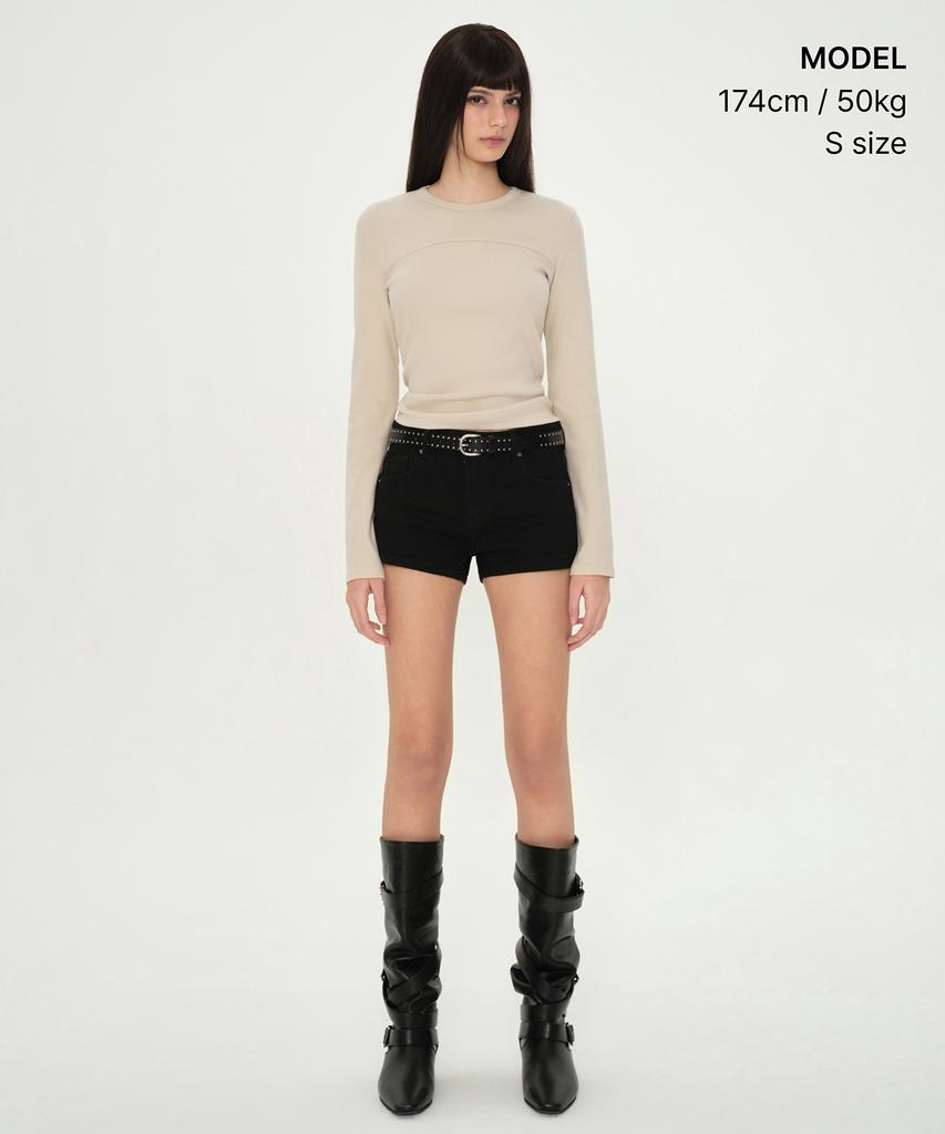 MUSINSA STANDARD WOMAN Women'S Pigment Ribbed Slim Crew Neck Long Sleeve T-Shirt [Dusty Cream]