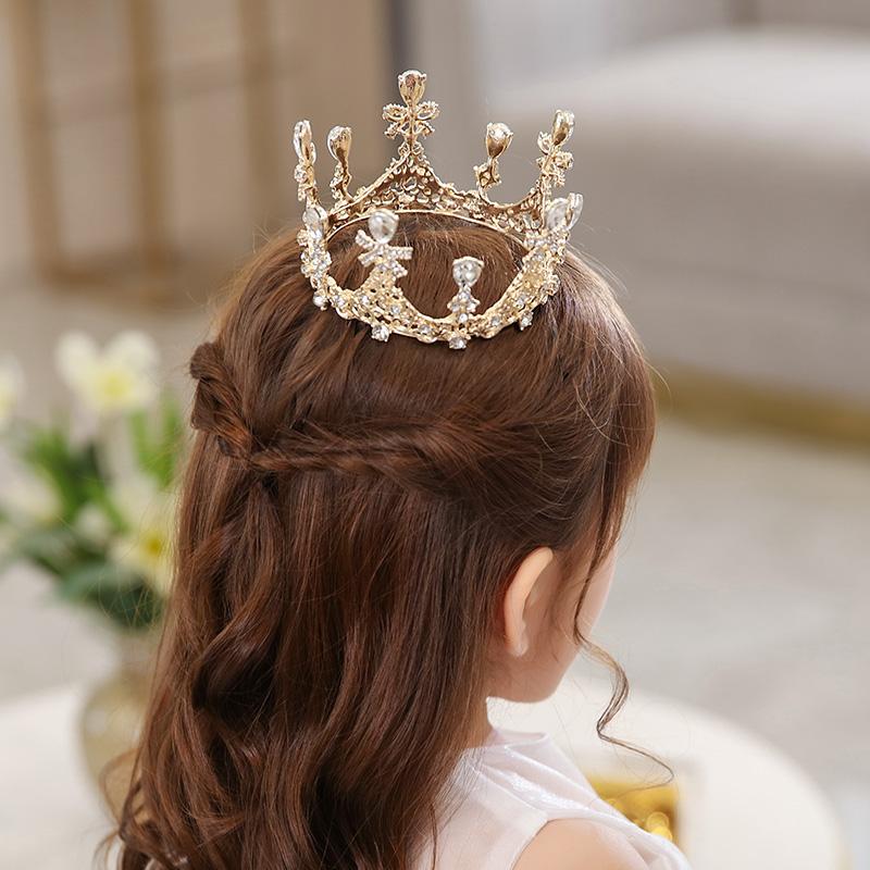 Детская корона-тиара для девочек, новая корона, обруч для волос с кристаллами, модель, аксессуары для подиума, заколка для волос принцессы