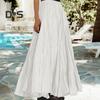 Женская юбка, эластичная, с высокой талией, плиссированная макси-юбка, однотонная, трапециевидная, длиной до щиколотки, с большим подолом, длинная юбка, одежда для работы и отдыха