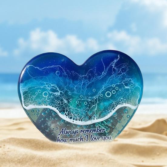 Ocean Pocket Heart Glass Beach Heart Ornament Handmade Pocket Sea Mini Heart Keepsake Gift for Friend Valentine's Day Birthday