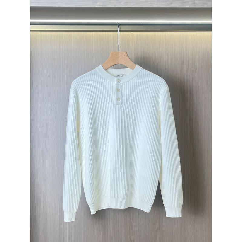 High-End Henry Collar Sweater for Men, Skin-Friendly and Delicate, Autumn and Winter Stretchy Casual Round Neck Knit Base Shirt