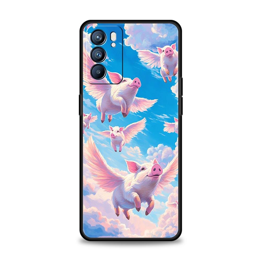 Милый Чехол для Телефона в Виде Свинки Для Oppo A17 A31 A54 A57 A78 A79 A98 Find X5 X6 Reno 6 7 8 10 11 12 13 F Pro 5G Мягкий ТПУ Чехол Fundas Capas