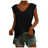 Женская футболка с v-образным вырезом, повседневный жилет с короткими рукавами, однотонная свободная блузка, топы на бретелях
