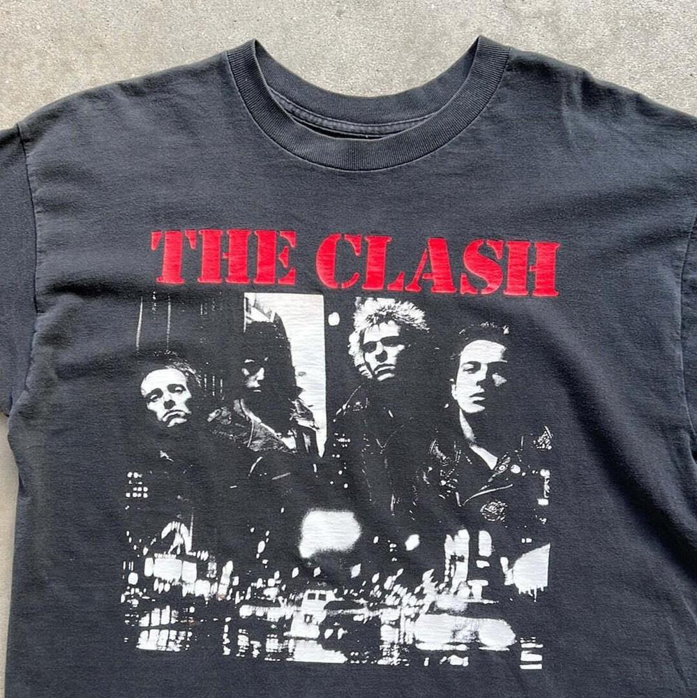 РАСПРОДАЖА Винтаж Группа The Clash Любитель Музыки Хлопок Все Размеры Унисекс Черная Футболка Унисекс Футболка
