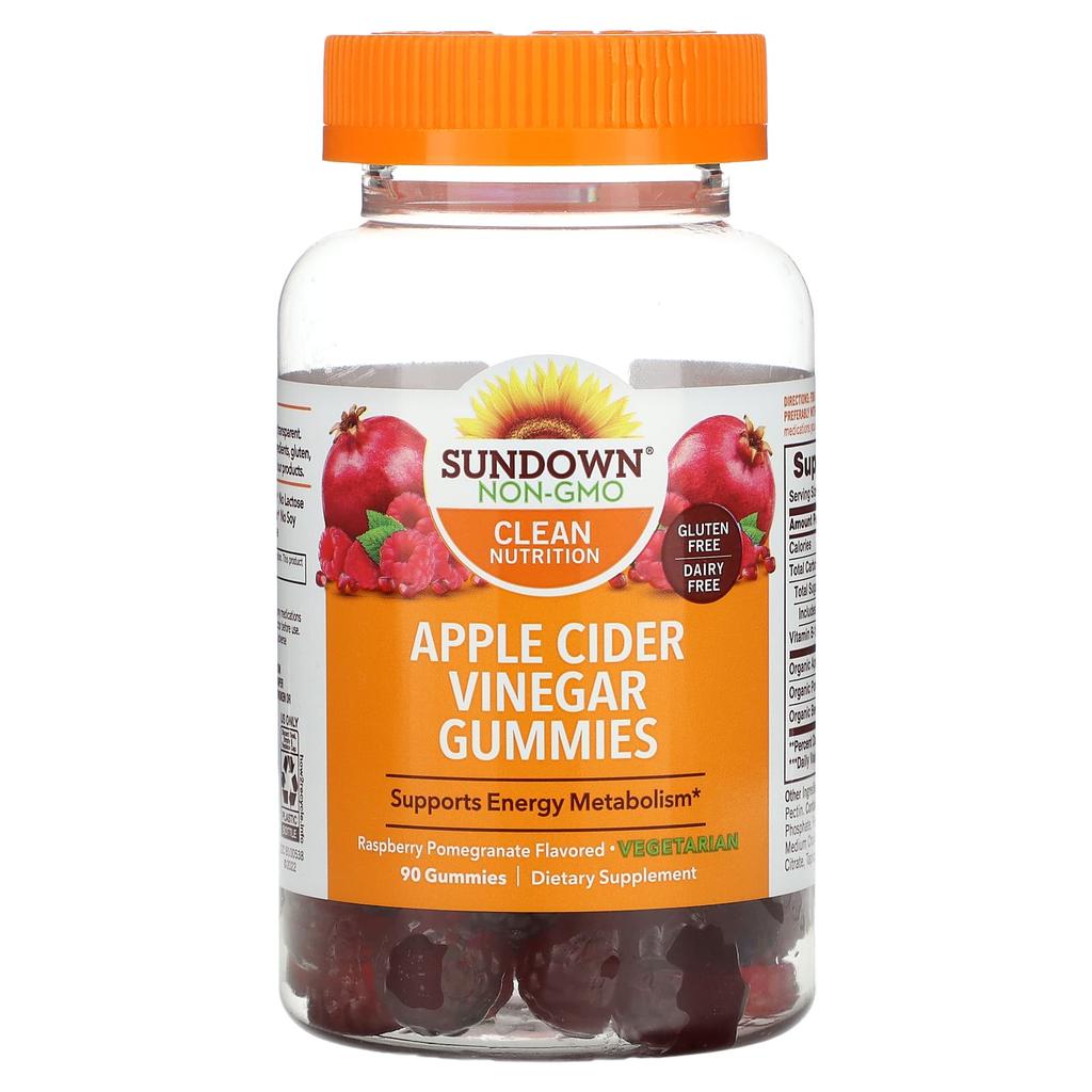 Sundown Naturals Apple Cider Vinegar Gummies, Raspberry Pomegranate, 90 Gummies