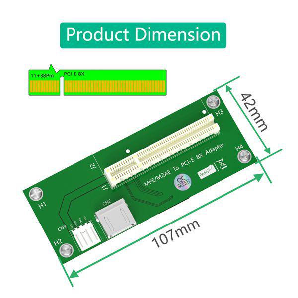 Green PCB Mini PCI-E to 8X PCI-E Extension Cable Set