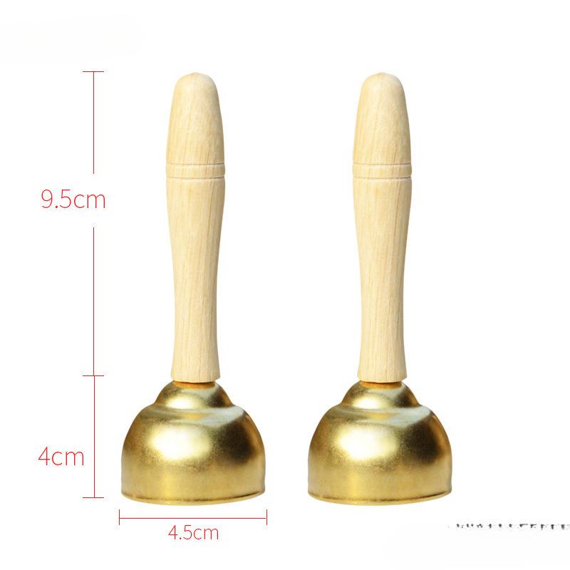 Jingle Bells Musical Instrument for First-Grade Music Class - Wooden Handle & Red Rope Copper-Plated Bell