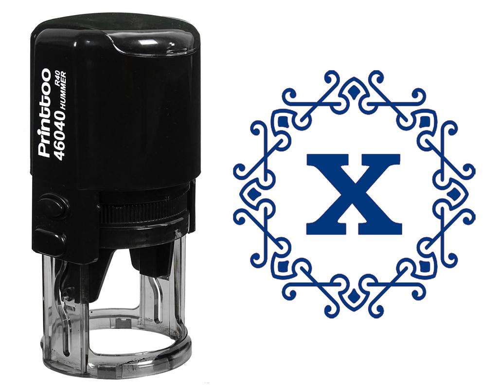 Printtoo Octagon Celtic Swirl Frame Alphabet X Monogram R-40 Self Inking Rubber Stamp Office