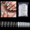 Square False Nails Tips 504 Pcs Acrylic Press On Nails Clear Artificial False Nail Heart Fake Nails for Nail Extension