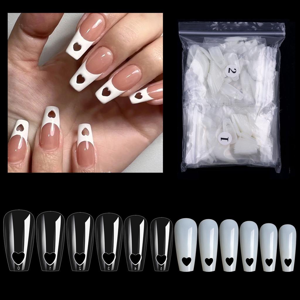 Square False Nails Tips 504 Pcs Acrylic Press On Nails Clear Artificial False Nail Heart Fake Nails for Nail Extension