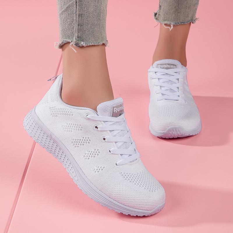 Женская повседневная обувь, дышащая прогулочная обувь с сеткой на шнуровке, туфли на плоской подошве, кроссовки, женские теннисные спортивные туфли, женская обувь