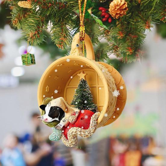 3D чашки украшения для собак в рождественском стиле очаровательны с подвесной веревкой акриловые праздничные украшения для дома и автомобиля