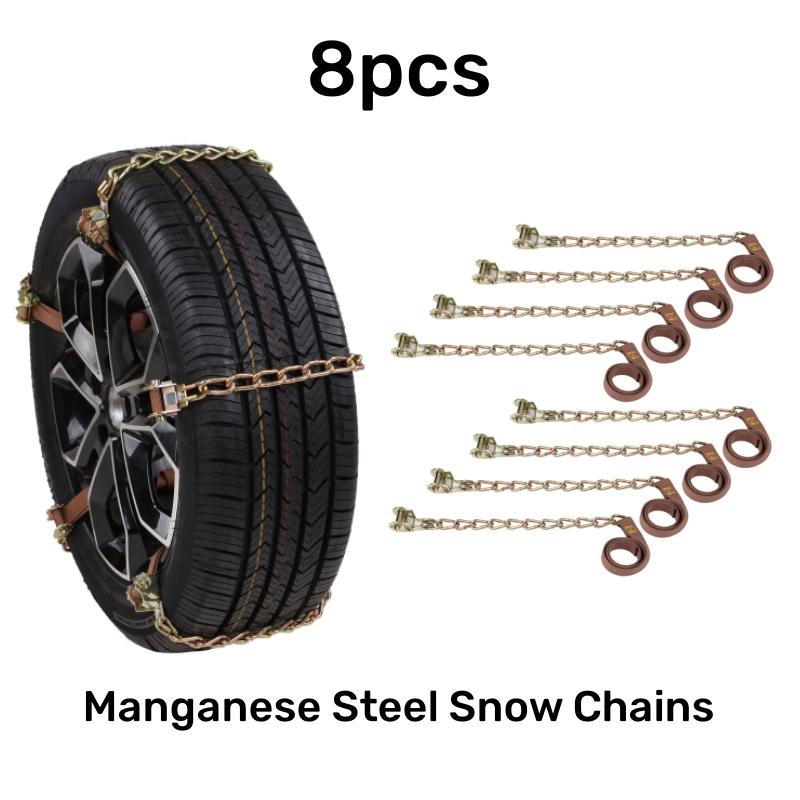 8pcs Car Tire Snow Chains for Winter Anti Skid Traction Automotive Tyre Security Chain Heavy Duty Auto Mud Icy Emergency Chain